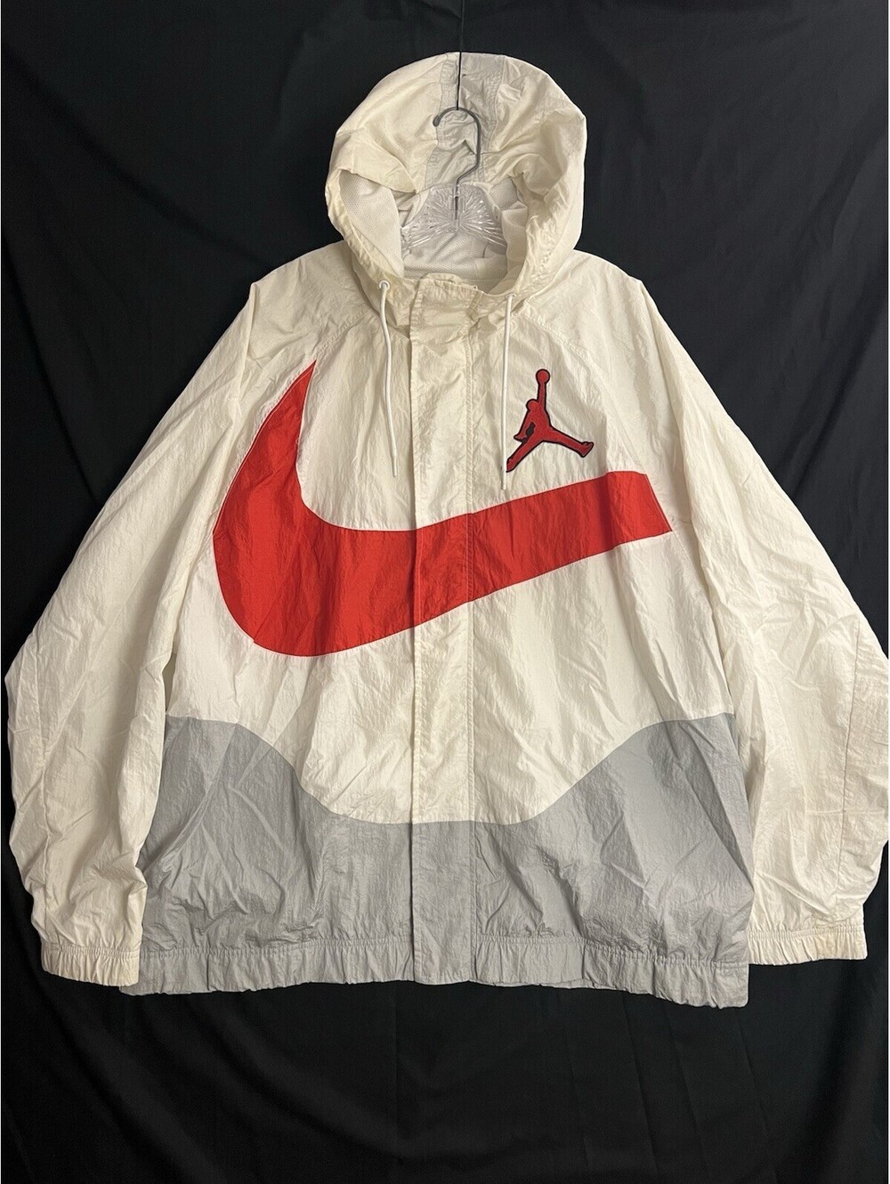Nike Sportswear Swoosh Windbreaker Zip Jacket White Woven DD5967-100 Mens XXL